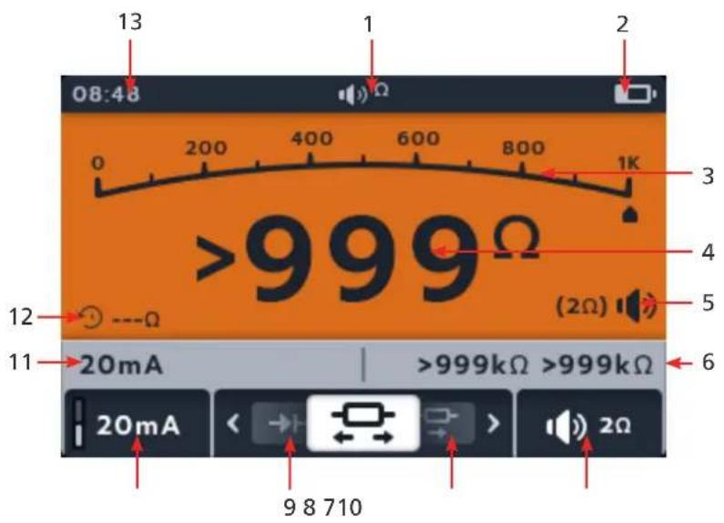 Megger MTR105 - Affichage du test de continuité - 1
