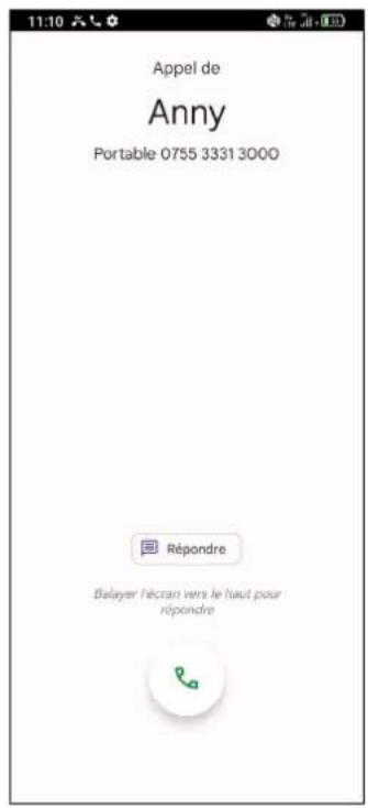 11:10 Appel de Anny Portable 0755 3331 3000 Répondre Balayer récran vers le haut pour répondre