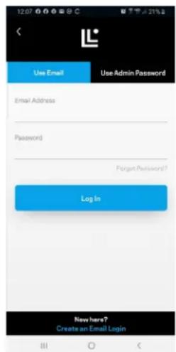 12:07 Use Email Use Admin Password Email Address Password Forgot Password? Log In New here? Create an Email Login