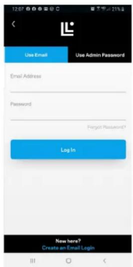 12:07 Use Email Use Admin Password Email Address Password Forgot Password? Log In New here? Create an Email Login