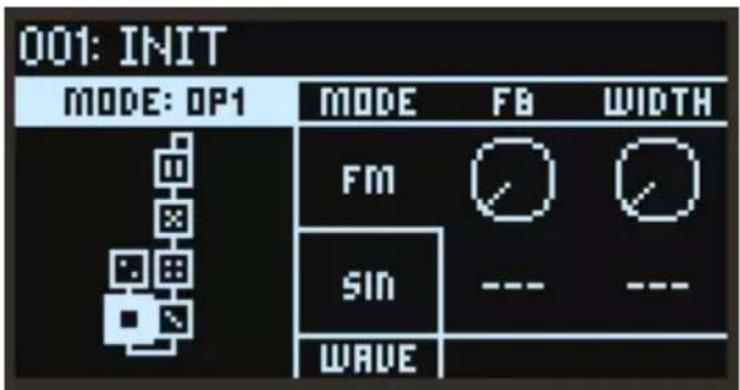 KORG Opsix SE Platinum - Quand "MODE" est régé sur "FM" ('Frequency Modulation' ou modulation de fréquence) - 1