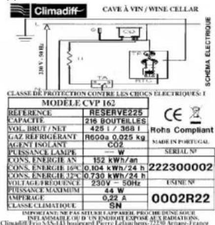 CLIMADIFF RESERVE 300XL - TECHNISCHE DATEN - 1
