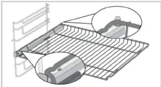 BEKO BBIM17300BPSEA - Mise en place appropriée de la grille métallique et du plateau sur les rails téléscopiques Modèles à étagères grillagées et rails téléscopiques - 1