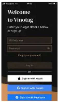 Welcome to Vinotag Enter your login details below or sign up Mail address Password Forgot your password! Log in OK Sign in with Apple Sign in with Google Sign in with Facebook