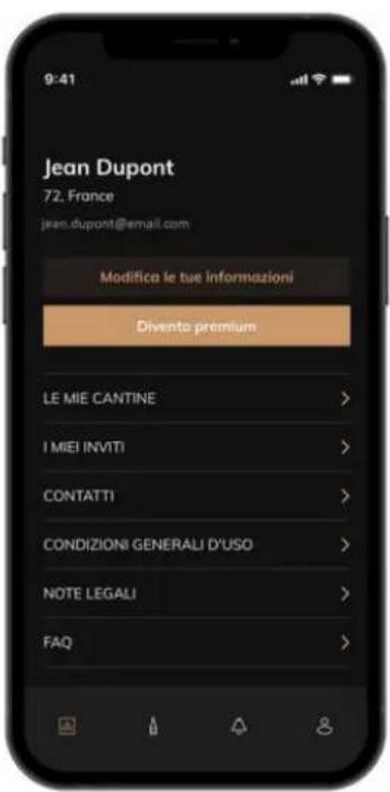 Jean Dupont 72. France jean.dupont@email.com Modifica le tue informazioni Divento premium LE MIE CANTINE > I MIEI INVITI > CONTATTI > CONDIZIONI GENERALI D'USO > NOTE LEGALI > FAQ >