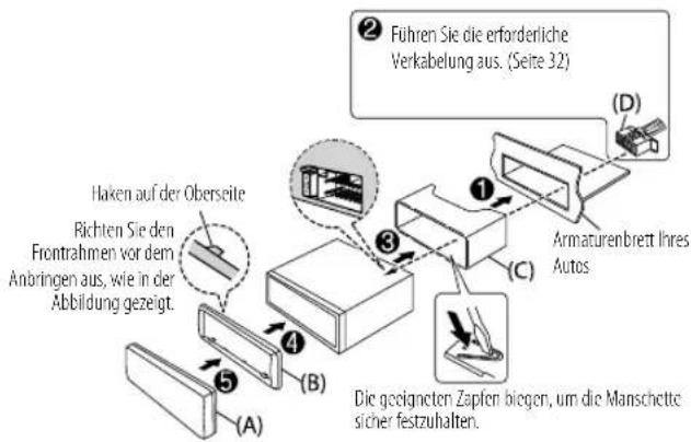 KENWOOD KDC-BT960DAB - Einbau der Einheit (Einbau im Armaturenbrett) - 2
