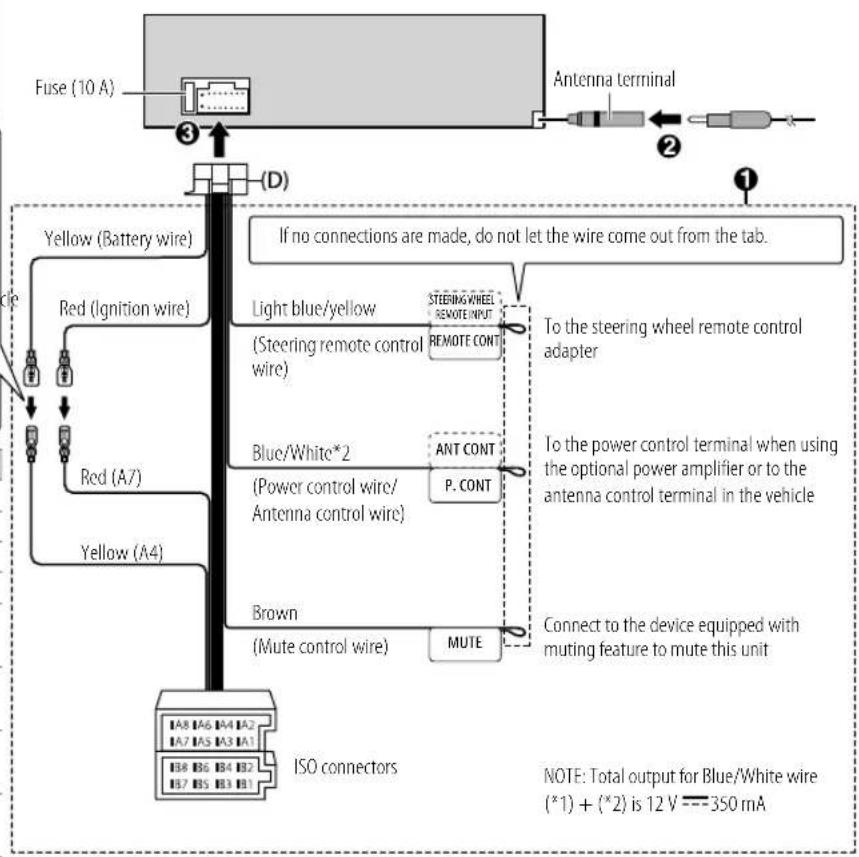 KENWOOD KDC-BT960DAB - Connecting the ISO connectors on some VW/Audi or Opel (Vauxhall) automobiles - 2