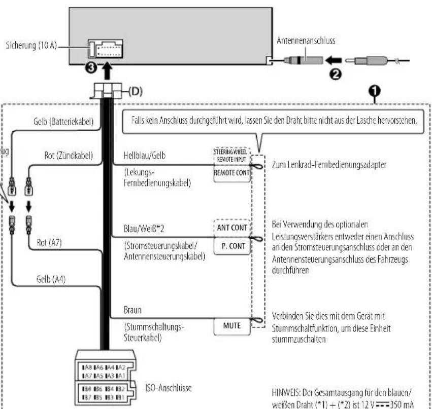 KENWOOD KDC-BT960DAB - Anschluss des ISO-Anschlusses an manche VW/Audi oder Opel (Vauxhall) Automobile - 2