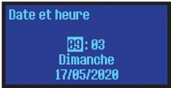 JUSTUS Canis XL II - Sous-menu « Date et heure » - 1