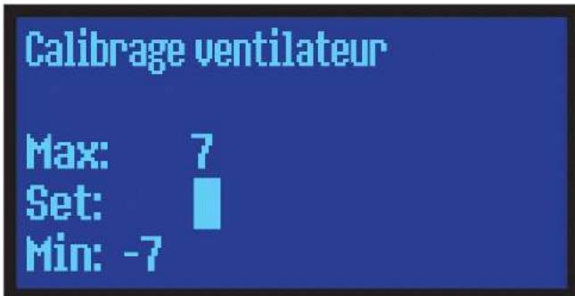 JUSTUS Canis XL II - Sous- menu « Calibrage du ventilateur d'extraction » - 2