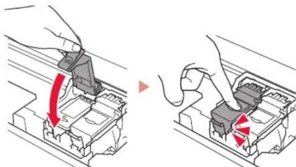 CANON Pixma TS5351A - Poussez fermement vers le bas le couvercle de verrouillage de cartouche d'encre jusqu'au déclic pour le fermer complètement. - 1