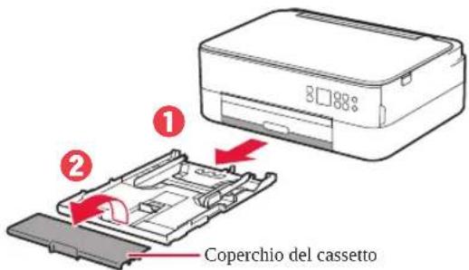 CANON Pixma TS5351A - Rimuovere il cassetto alla stampante, quindi rimuovere il coperchio del cassetto. - 1