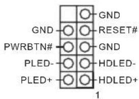 GND GND ○ ○ ○ GND PWRBTN# ○ ○ ○ GND PLED- ○ ○ ○ HDLED- PLED+ ○ ○ ○ HDLED+ 1