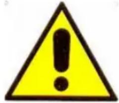 Yellow triangular warning sign with black exclamation mark symbol