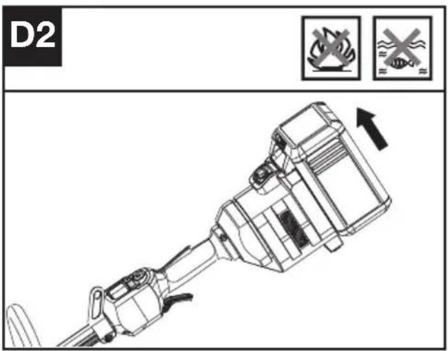 KRESS KC100.9 - Installing & removing the battery pack (See Fig. D1, D2) - 2