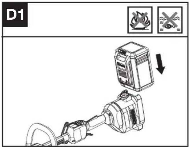 KRESS KC100.9 - Installing & removing the battery pack (See Fig. D1, D2) - 1
