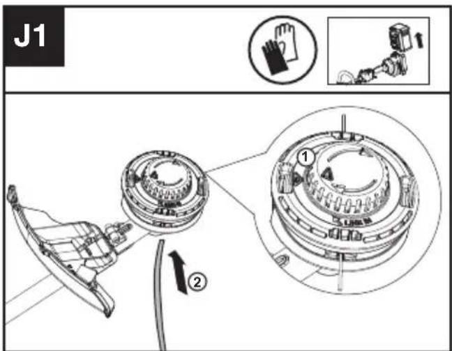 KRESS KC100.9 - Enroulement de la ligne de coupe (Voir Fig. J1, J2, J3) - 1