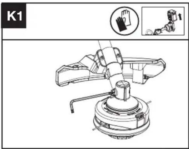KRESS KC100.9 - Lubricar la caja de engranajes (véase las Fig. K1, K2) - 1