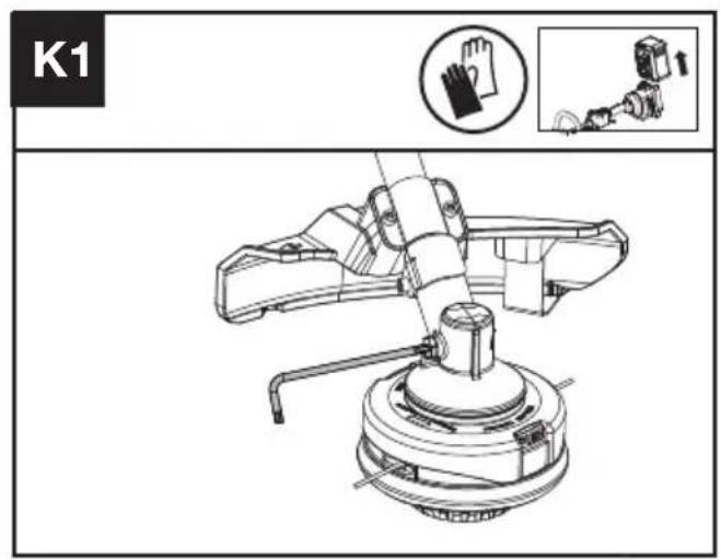 KRESS KC100.9 - Vikling af trimmerlinjen (Se Fig. J1, J2, J3) - 4