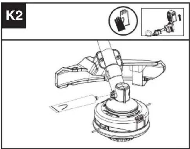 KRESS KC100.9 - Lubricar la caja de engranajes (véase las Fig. K1, K2) - 2