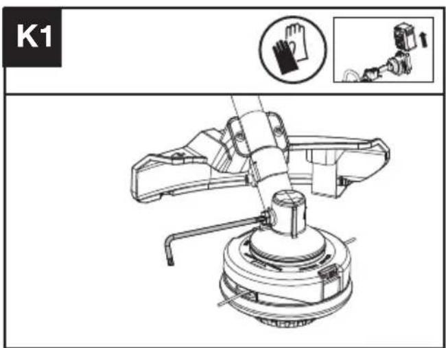 KRESS KC100.9 - Lubrificar a caixa de engrenagens (Ver a Fig. K1, K2) - 1