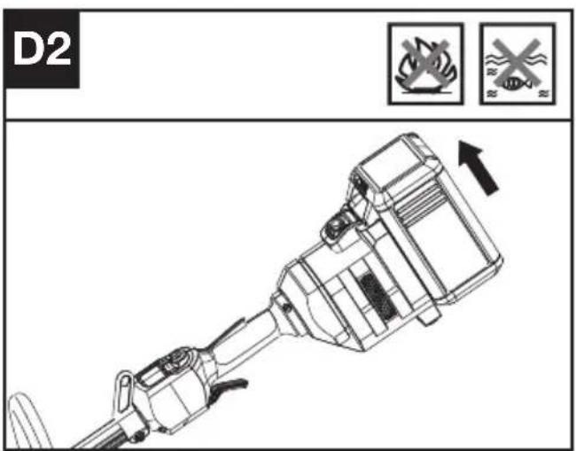 KRESS KC100.9 - Sådan fjernes eller isættes batterienheden (Se Fig. D1, D2) - 2