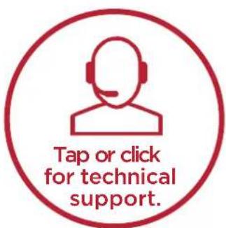 Tap or click for technical support.