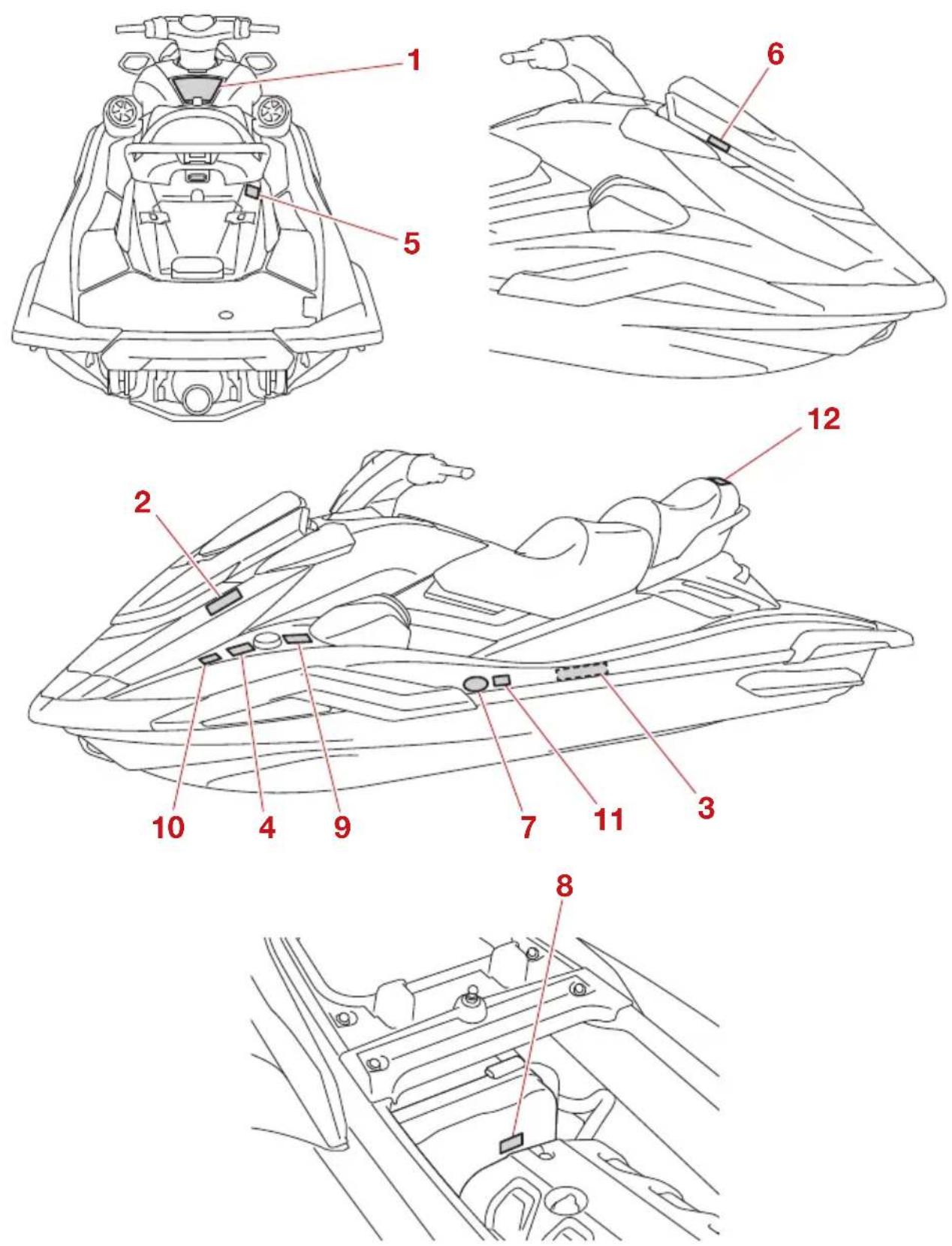 YAMAHA WaveRunner FX CRUISER SVHO - Etiquettes importantes - 1