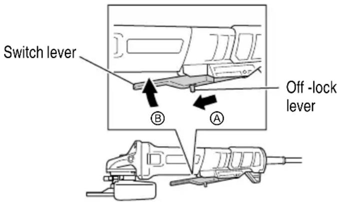 Switch lever Off -lock lever ② ①