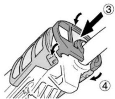 Diagram showing a car interior with numbered arrows indicating motion or movement, likely illustrating vehicle dynamics or safety instructions.