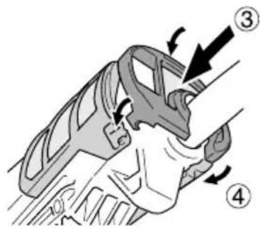 Diagram showing a car interior with numbered arrows indicating motion or movement, labeled ③ and ④.