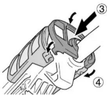 Diagram showing a car interior with numbered arrows indicating movement or force, labeled ③ and ④.