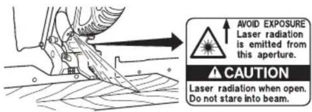 AVOID EXPOSURE Laser radiation is emitted from this aperture. CAUTION Laser radiation when open. Do not stare into beam.