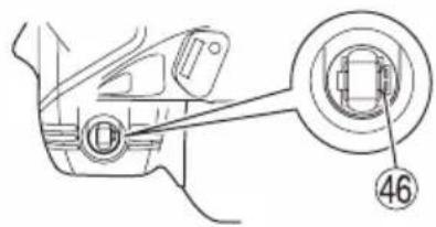 Technical diagram showing a car's front and side components with a numbered annotation '46'
