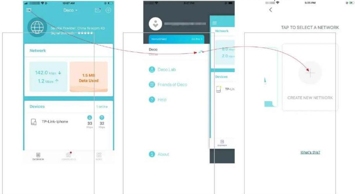 TP-LINK Deco X20-4G - Methode 2. Créer un nouveau réseau à partir de la page Menu - 1