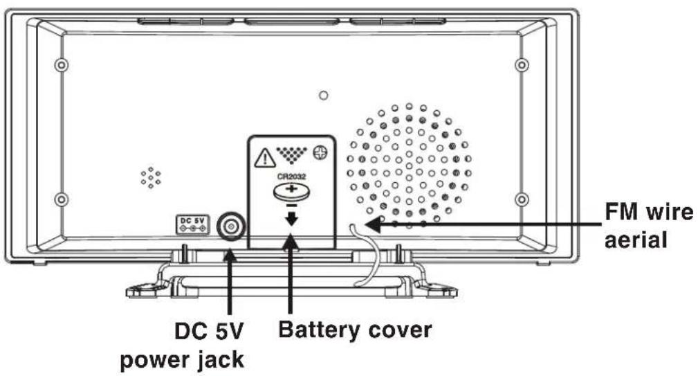 DC 5V power jack Battery cover CR2032 FM wire aerial