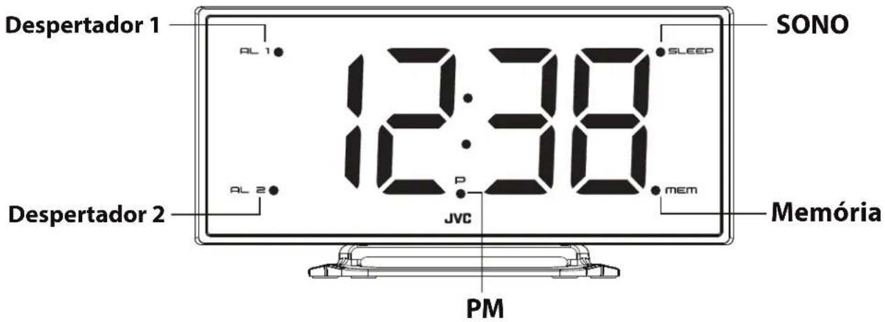 Despertador 1 AL 1 SLEEP SONO AL 2 P mem Despertador 2 JVC Memória PM
