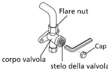 Flare nut corpo valvola stelo della valvola Cap