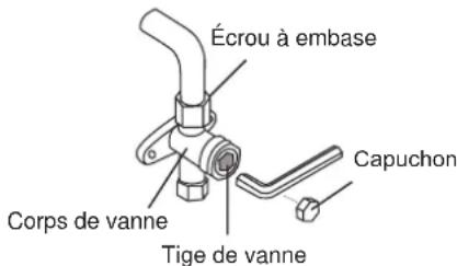Écrou à embase Capuchon Corps de vanne Tige de vanne