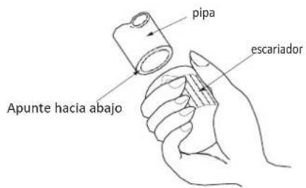 pipa escariador Apunte hacia abajo
