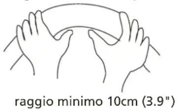 raggio minimo 10cm (3.9")
