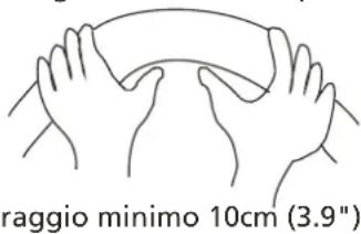raggio minimo 10cm (3.9")