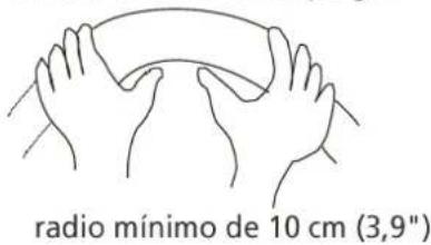radio mínimo de 10 cm (3,9")