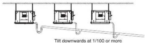 Tilt downwards at 1/100 or more