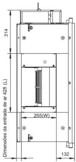 Dimensões da entrada de ar 428 (L) 314 255(W) 132