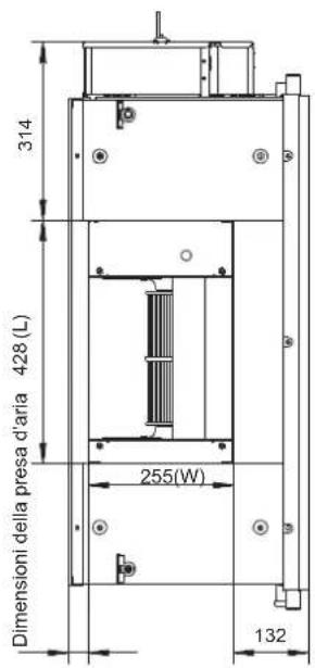 Dimensioni della presa d'aria 428 (L) 314 255(W) 132