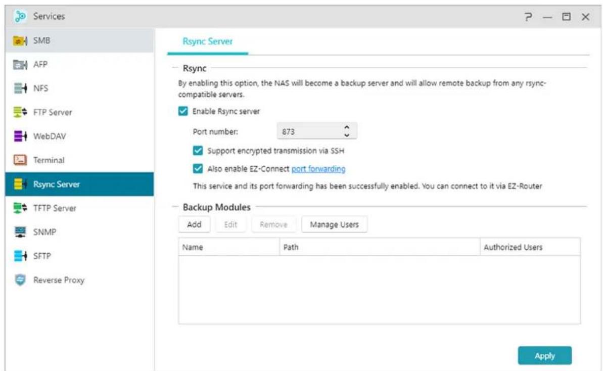 Asustor AS5404T - Activer serveur Rsync: - 1