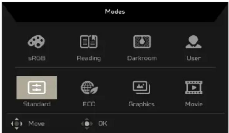 ACER KB242YH - การปรับ Modes (โหมด) - 1