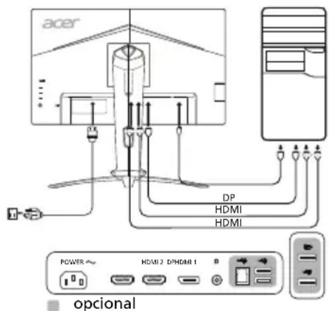 ACER XV253QX - Conexión del monitor a un ordenador - 1