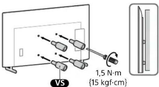 SONY KD-50X80L - Συνδέστε το Εξάρτημα Επιτοίχιας Βάσης VS (παρέχεται με την τηλεόραση ή την οθόνη LCD) στο πίσω μέρος της τηλεόρασης ή της οθόνης LCD (για να είναι παράλληλα με τον τοίχο). - 1